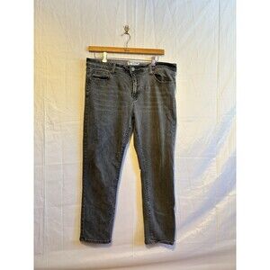 Indigo Wisdom Gray Jeans Mens 38x30 Straight Stretch Denim Red Stitch